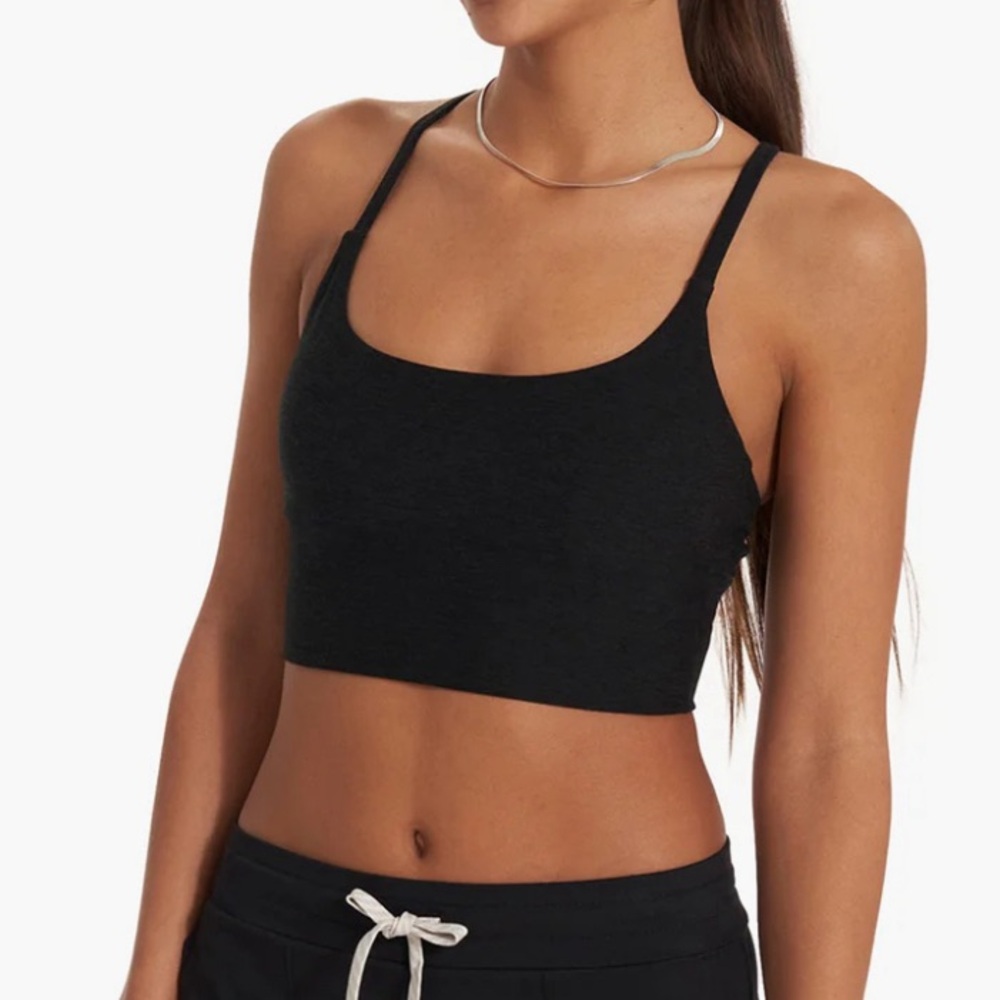 Vuori Long Line Elevation Sports Bra, Size S Black Heather